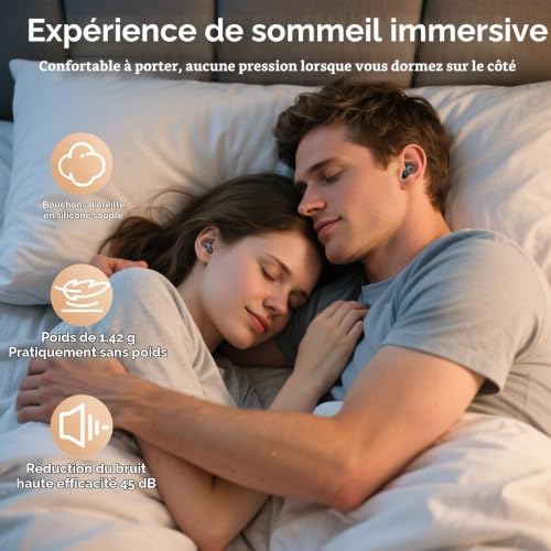 Bouchon D'oreille Pour Dormir, Boule Quies en Silicone Anti Bruit 45 dB
