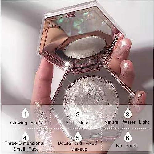 Diamond Highlighter Glitter Diamond White Shimmer Fluorescent Face Highlighter Make-up-Palette für Gesicht und Körper für ein einfaches Bühnen- und alltägliches langanhaltendes Make-up (diamantweiß)