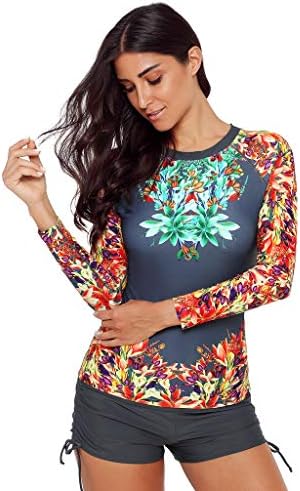 Women's UV Sun Protection Long Sleeve Split Swimsuit Sport Quick-Drying Surfing Swimwear