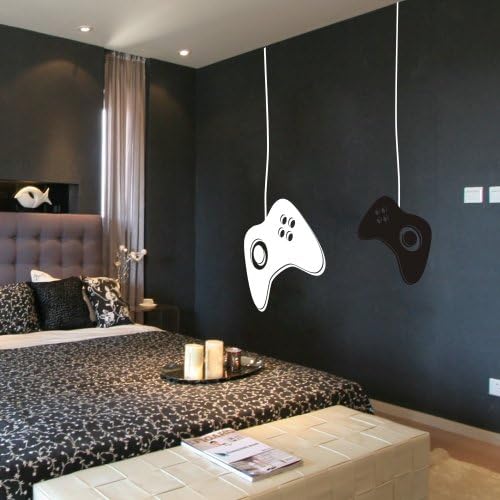 Playstation Wall Decal Joystick for Palystation Wall Quote Vinyl Wall Art Sticker Wall Mural Wall Graphic Home Wall Decoration 2(the big playstation,line:White;the small playstation:Black)