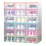 Smilun Portable Shoe Boxes Container for Closet Organizer Clear Plastic Shoe Boxes Shelf Stackable Foldable Organizer Box Multicolour Heart12PCs