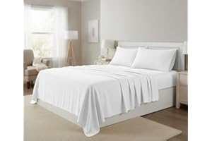 HAVEN WEAVE 100% Cotton Queen 4PC Sheet Set - 400TC Sateen, Hotel Luxury, Hypoallergenic, Ultra-Soft, Wrinkle-Resistant, Fits