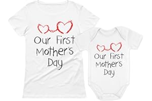 Tstars Our First Mothers Day Gift for New Mom and Baby Matching Outfits Mommy and Me Shirts Mom and Daughter or Son Set