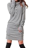 Sweet Mommy Loose Turtleneck Nursing and Maternity Long Sleeve Top, Black/White (Large)