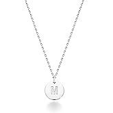 Miabella 925 Sterling Silver or 18K Yellow Gold Plated 925 Sterling Silver Dainty Round Initial Pendant Necklace for Women, Adjustable Chain 18 to 20 Inch, Letters A-Z, Made in Italy