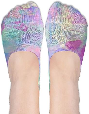 Womens Fantasy Colored Art Comfy No Show Low Cut Socks Non Slip Flat Boat Line