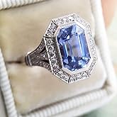 Mnyixsi 925 Sterling Silver Blue Created Sapphire and Moissanite Wedding Engagement Ring Band Bridal Ring Blue CZ Statement Ring Cubic Zirconia Cocktail Ring for Women Size 7