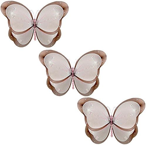 The Butterfly Grove Chloe Butterfly Decoration 3D Hanging Mesh Nylon Layered Decor, brownSmall, 5" x 4" - Weddings…