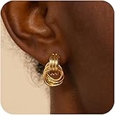 Nogesida 14K Gold/Silver Plated Knot Earrings Stud for Women Trendy Chunky Dainty Earring Statement Dangle Lightweight Hypoallergenic Waterproof Jewelry Gifts