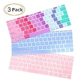 iCasso 3 Pack Keyboard Cover Ultra Thin Silicone Skin Protector for MacBook Pro13 Inch 2017&2016 Release A1708 (No Touch Bar )& New MacBook 12 Inch A1534 (Serenity Blue/Baby Pink/Gradient Color)