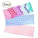 iCasso 3 Pack Keyboard Cover Ultra Thin Silicone Skin Protector for MacBook Pro13 Inch 2017&2016 Release A1708 (No Touch Bar )& New MacBook 12 Inch A1534 (Serenity Blue/Baby Pink/Gradient Color)