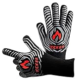 ICCKER Oven Gloves 1112°F (600°C) Extreme Heat Resistant Cooking Gloves for Kitchen, Baking, Fireplace, Grill, BBQ - 14 Inch (36CM)