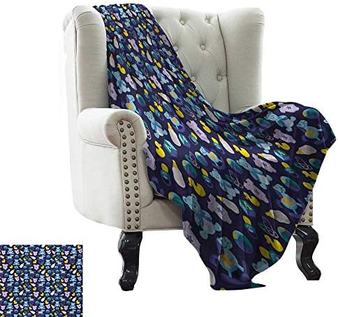 Acelik Digital Printing Blanket Nursery Children Toys Pattern with Rubber Duck Teddy Bear Beach Ball and Rocking Horse Print Digital Printing Blanket W50 x L60 Inch Multicolor