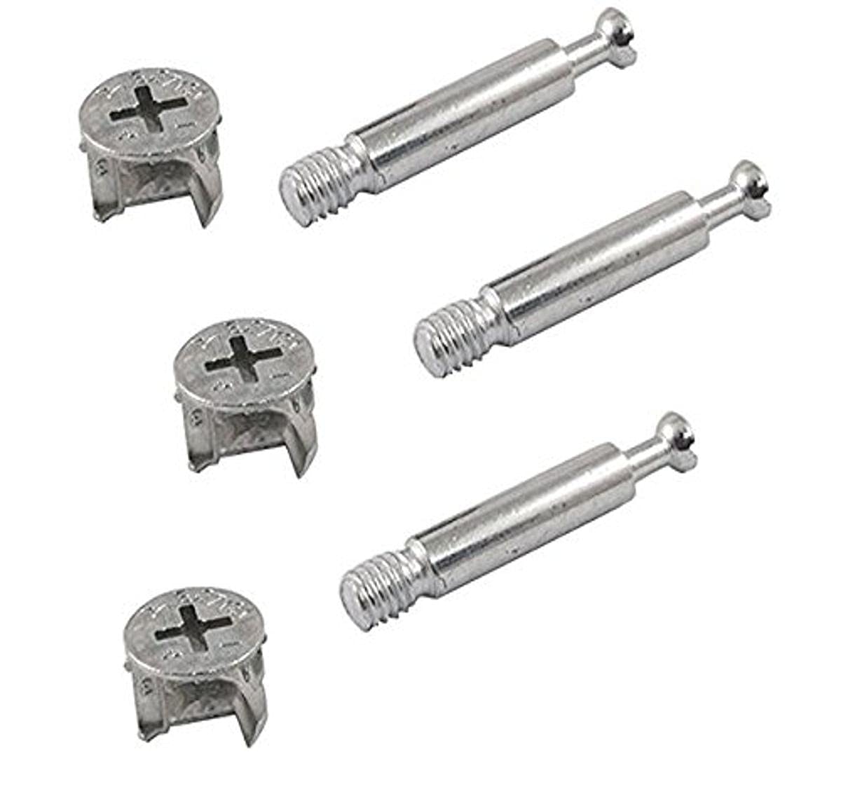 Merriway BH06023 Cam Fixing Kit M6 x 42mm Dowel - Lock 15 x 11.7mm -10 Pcs