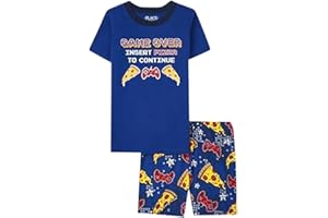 The Children's Place boys Short Sleeve Top and Shorts Snug Fit 100% Cotton 2 Piece Pajama Set