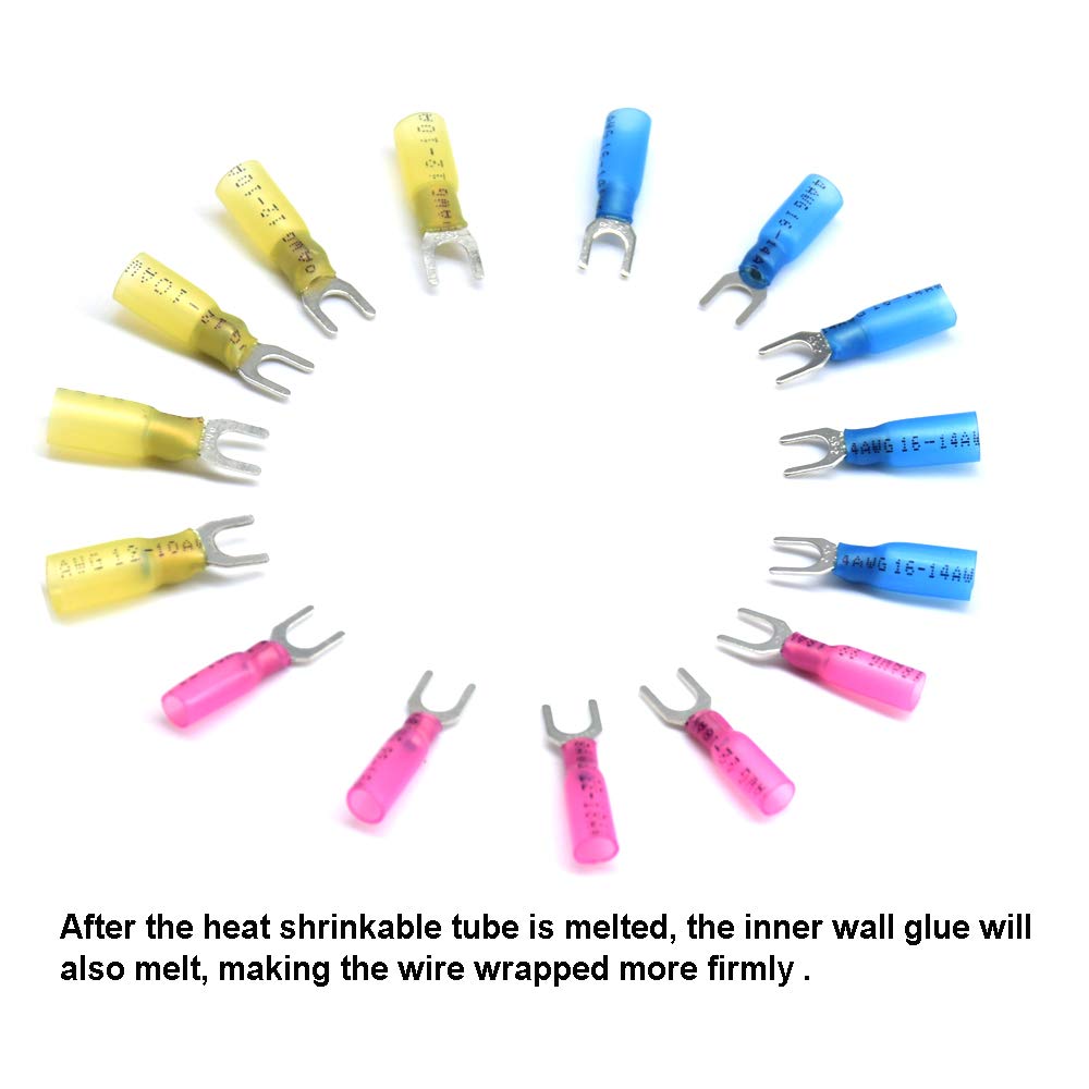 Yosawo 100 Pieces Heat Shrink Fork Wire Connectors - Image 4