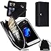 iPhone 8 Plus Case, iPhone 7 Plus Case, Zipper Wallet Type Flip Folio Premium Leather Credit Card Holder Case with Wrist Strap - Detachable Magnetic Back Cover for iPhone 7Plus / iPhone 8Plus