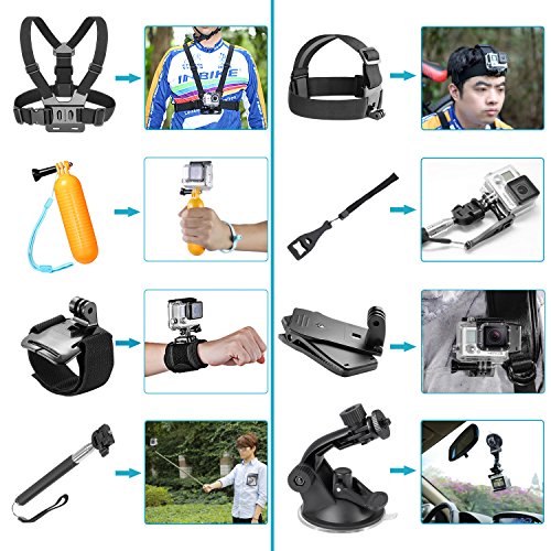 Neewer-14-en-1-Kit-de-Accesorios-para-Cmara-de-Accin-para-Gopro-Hero-6-5-4-3-3-2-1-Hero-Session-5-SJ4000-5000-6000-Incluye-Soporte-para-Pecho-y-Casco-Monopolo-Telescpico-Manija-Flotante-y-Ms