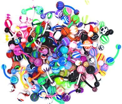Belly Rings Packs 14G - EasyIn BioPlast Bar - Free Shipping from USA - (25, 50, 100 Packs) - 100% Unique - Body Jewelry by MissTwisted (50 Pack)