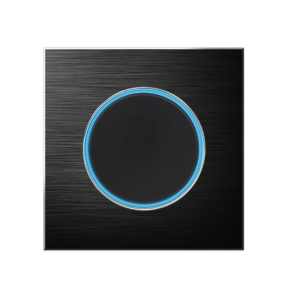 Circle 1/2/3/4 gang 2 way Push Button Wall Light Switch Glass Step Light LED Indicator (black aluminum 1 gang 2 way)