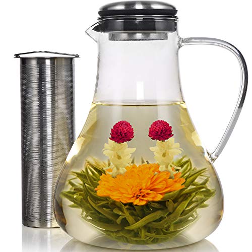 Teabloom Large Stovetop Safe Glass Teapot/Kettle/Pitcher (50 OZ / 1.5 L