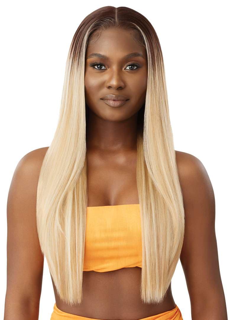 Photo 1 of Outre Airtied 100% Fully Hand-Tied Wig - Human Hair Blend - Sleek Yaki 28" (DRST MAPLE BROWN)