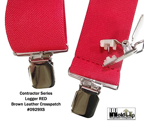 Contractor Series 2" Wide Work Suspenders in Bright Logger Red With No-Slip Clips