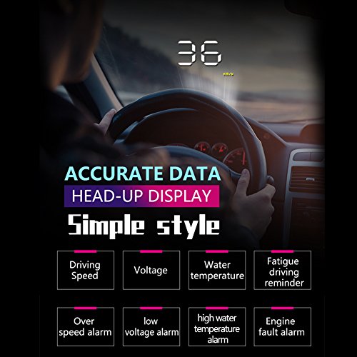 Car HUD, Junda Head UP Display Digital Car Speedometer Overspeed Alarm Measure Driving Speeding Warning Projector For All Cars - Thumbnail 2