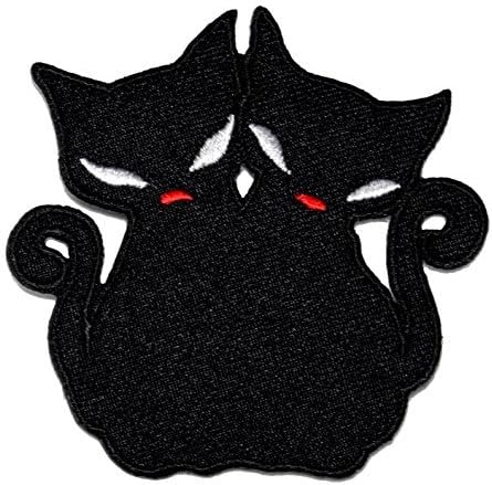 Twin Black Cat DIY Embroidered Sew Iron on Patches