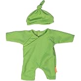 Miniland Clothes for 12 5/8 inches Doll - Green Pajama with Hat | Reborn Baby Doll Clothes, Clothing Accessory, Motor and Social Skills, +10 months, Life-Like Play, How to Dress