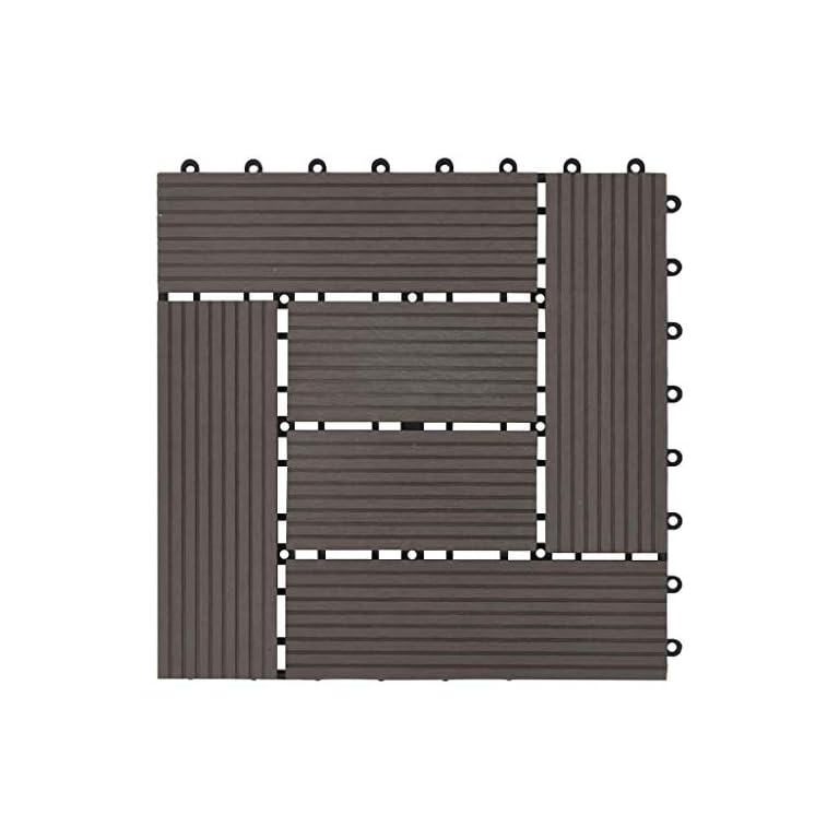 SIENOC Terrassen-Fliese aus WPC Kunststoff, Einzelfliese, Garten-Fliese