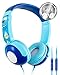 Kids Headphones, Mumba Volume Limited Over Ear Headphones, 85 Safe Listening Adjustable Headsets with Microphone for Kids Children (Blue)