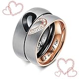 Sllaiss His & Hers Rings,Set with Swarovski Zirconia,Engagement Bands Love Heart Promise Ring Titanium Couples Wedding Ring Sets for Him and Her