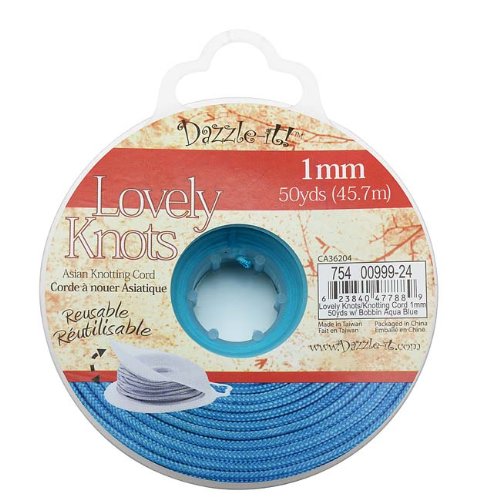Lovely Knots - Asian Knotting Cord 1mm Thick - Aqua Blue (50 Yards On Bobbin)