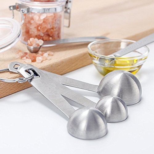 Measuring Cups and Spoons Set of 16, Durable and Stackable Stainless Steel 7 Measuring Cups and 6 Measuring Spoons with 2 Rings. Free Egg Separator.