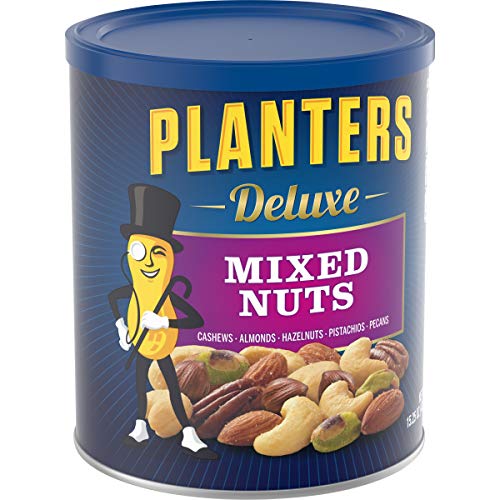 PLANTERS DELUXE SALTED MIXED NUTS, PARTY SNACKS, PLANT-BASED PROTEIN 15.25OZ (1 CANISTER)