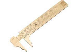 WREOW Brass Caliper 100mm / 4 inch Gauge Vernier Pocket Caliper for Bead Wire Jewelry Measuring (Double Scale)