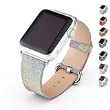 MIFFO Apple Watch Band Leather iWatch Strap Extreme Deluxe Shiny Bling Glitter Leather Bracelet Wristband for Apple Watch Series 1, Series 2, Series 3 Sport Edition