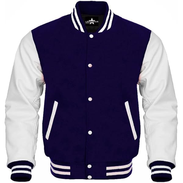 Navy Blue Wool Varsity Jacket School College Bomber Jacket with