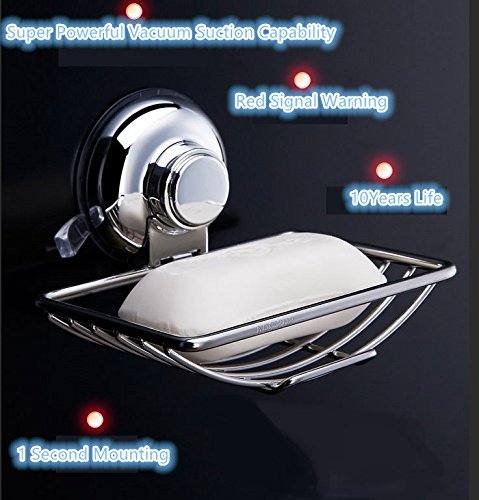 Bar Soap Holder - Powerful Vacuum Suction Cup with Loose Suction Warning Indicator - Strong Stainless Steel Sponge Holder for Bathroom & Kitchen - By HARMONI - Thumbnail 4