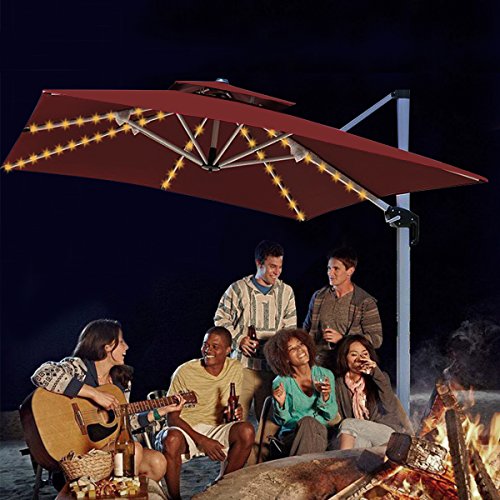 Patio Umbrella Lights, 104 LED 8 Modes with Remote Controller, Waterproof Outdoor Decoration Atmosphere LED Strip Lights for Bar Holiday Home Party Hotel (Warm-White)