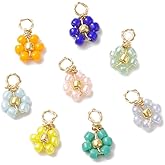 Ornazy 80Pcs Mixed Color Flower Pendant Mini Glass Seed Beads Charms Opaque Floral Dangle Charms for Jewelry Making Keychains Bracelets Crafts Supplies