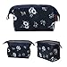 Makeup Bag/Travel Cosmetic Bags/Brush Pouch Toiletry Kit Fashion Women Jewelry Organizer with YKK Zipper Electronics Accessories Hard Drive Carry Case Portable Cube Flower Floral Purse (Navy Blue)