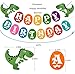 Dinosaur Happy Birthday Banner, Colorful Felt Garland Flag for Dino Jungle Jurassic First Birthday Dinosaur Party Supplies Decorations