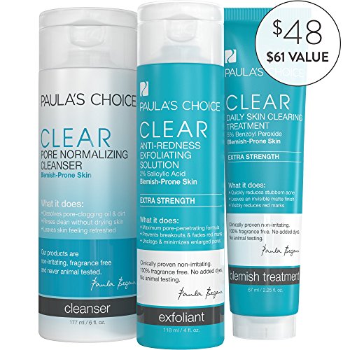 Paula's Choice--CLEAR Extra Strength Acne Kit--2% Salicylic Acid & 5% Benzoyl Peroxide--for Severe Facial Acne and Clogged Pores