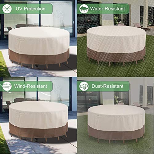 PHI VILLA 61" D X 23" H Patio Round Furniture Set Covers Waterproof