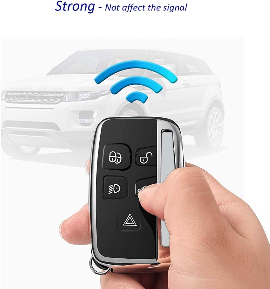 Kelay Soft TPU Key Fob Cover Remote Control Premium Key Protection Case Compatible with Land Rover Discovery Sport Evoque Aurora Jaguar XF XJ XJL XEL XFL F-pace 5 Buttons (silver -1 pcs) - Image 4