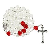 Rosary Beads 8mm Flowers Beads with 6 pcs Rose and Metal Cross (Plastic)