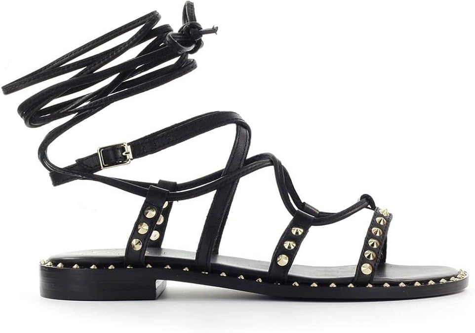 Amazon.com | ASH Luxury Fashion Woman PRINCESS01 Black Leather Sandals | Spring Summer 20 | Sandals