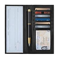 YOOMALL Leather Checkbook Covers Register Holder Slim Wallet For Men & Women